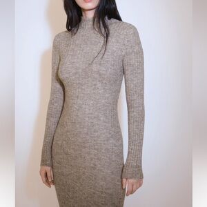 Mango Beige Long Sleeve Dress